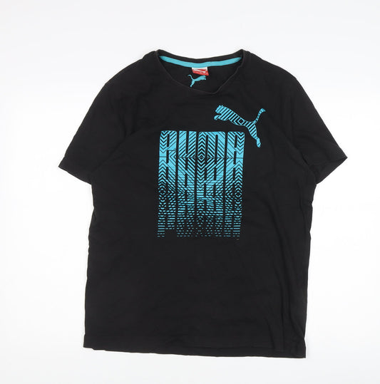 Puma Men's Black Graphic T-Shirt M Short Sleeve