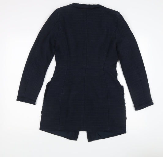 H&M Women's Blue Long Basic Coat, Size 6