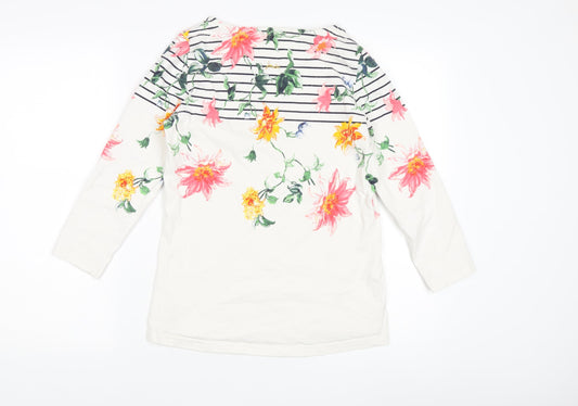 Joules Women's Multicoloured Floral Striped T-Shirt Size 10