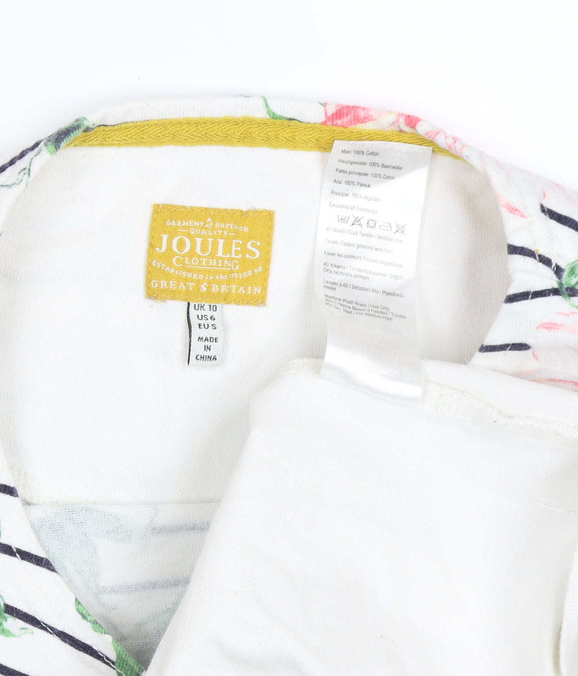 Joules Women's Multicoloured Floral Striped T-Shirt Size 10