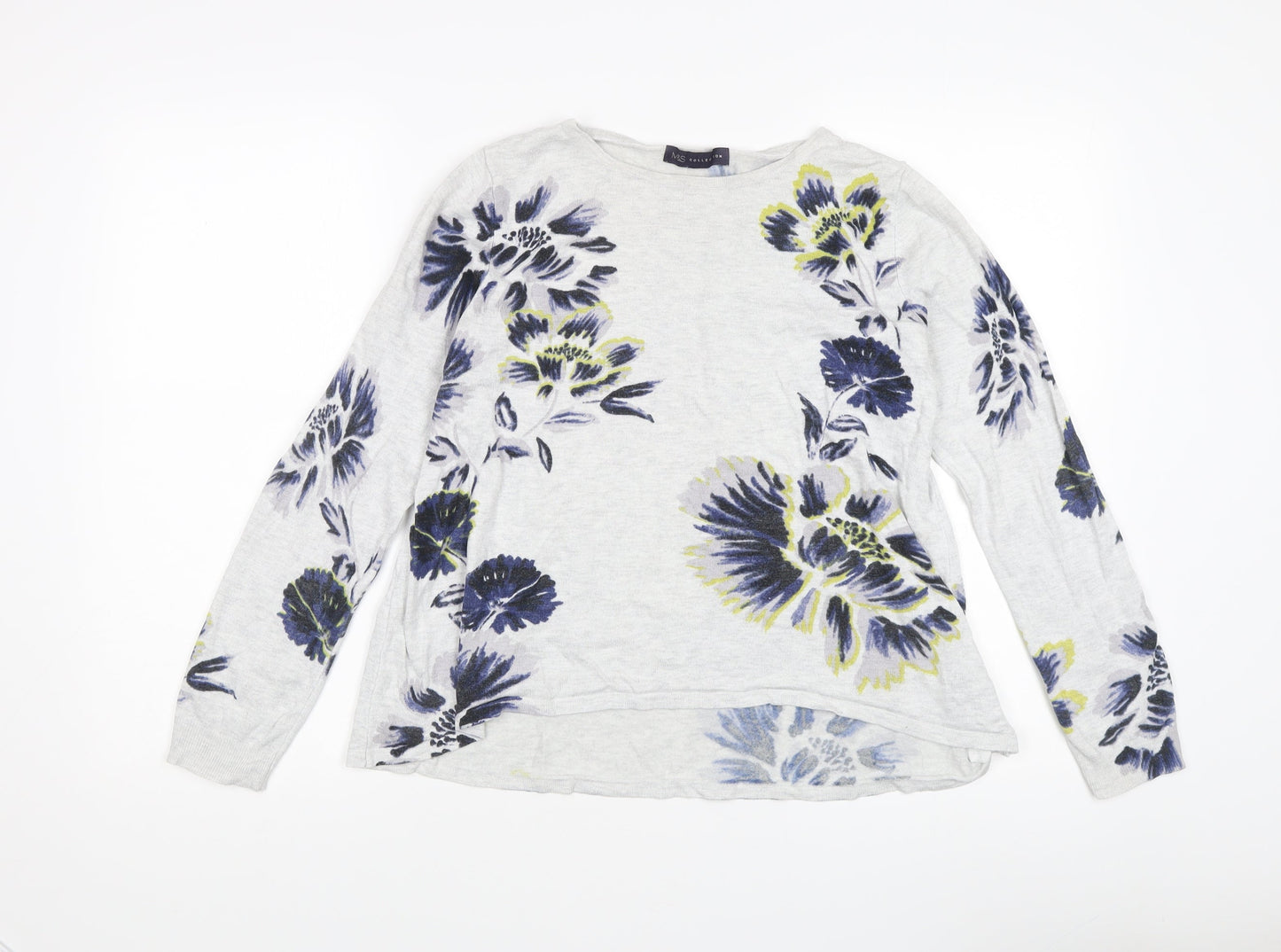 Marks and Spencer Women's Grey Floral Pullover Jumper Size 14