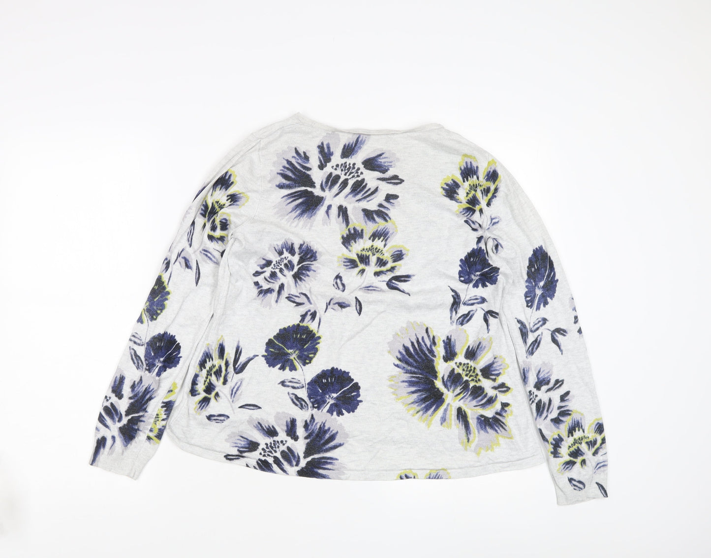 Marks and Spencer Women's Grey Floral Pullover Jumper Size 14