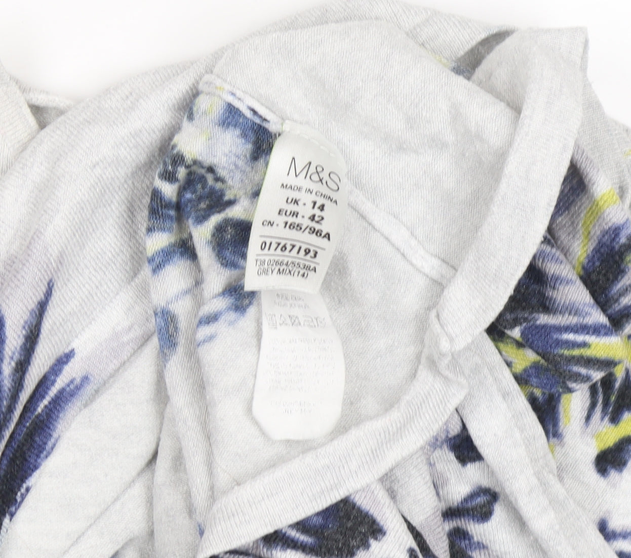 Marks and Spencer Women's Grey Floral Pullover Jumper Size 14