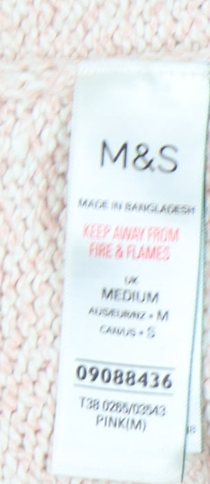 Marks and Spencer Women Pink Pullover Jumper M V-Neck