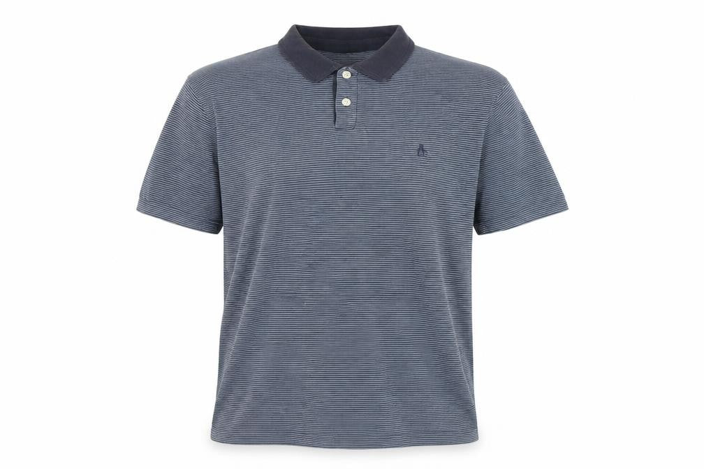 Original Penguin Men's Blue Striped Polo Shirt, Slim Fit, Size M