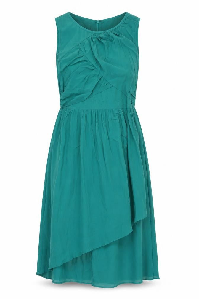 Front view of Marks & Spencer Green Asymmetric Dress, size 14