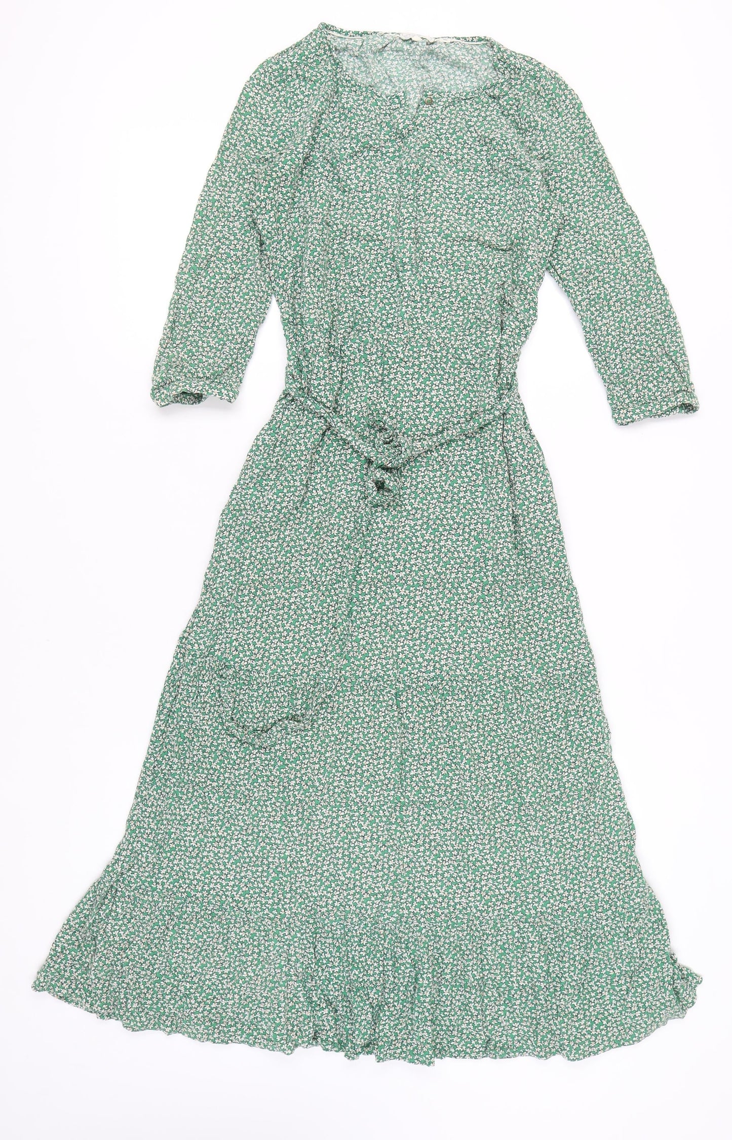 Fat Face Womens Green Floral Midi Shirt Dress 10