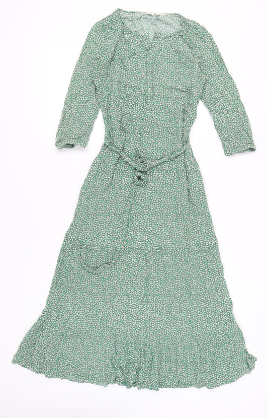 Fat Face Womens Green Floral Midi Shirt Dress 10