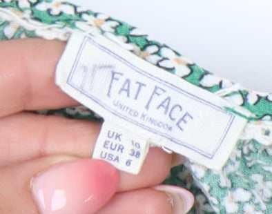 Fat Face Womens Green Floral Midi Shirt Dress 10