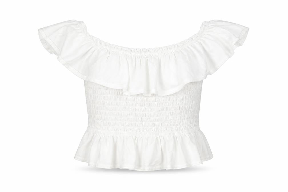Miss Womens Selfridge White Off the Shoulder Top, Size 10