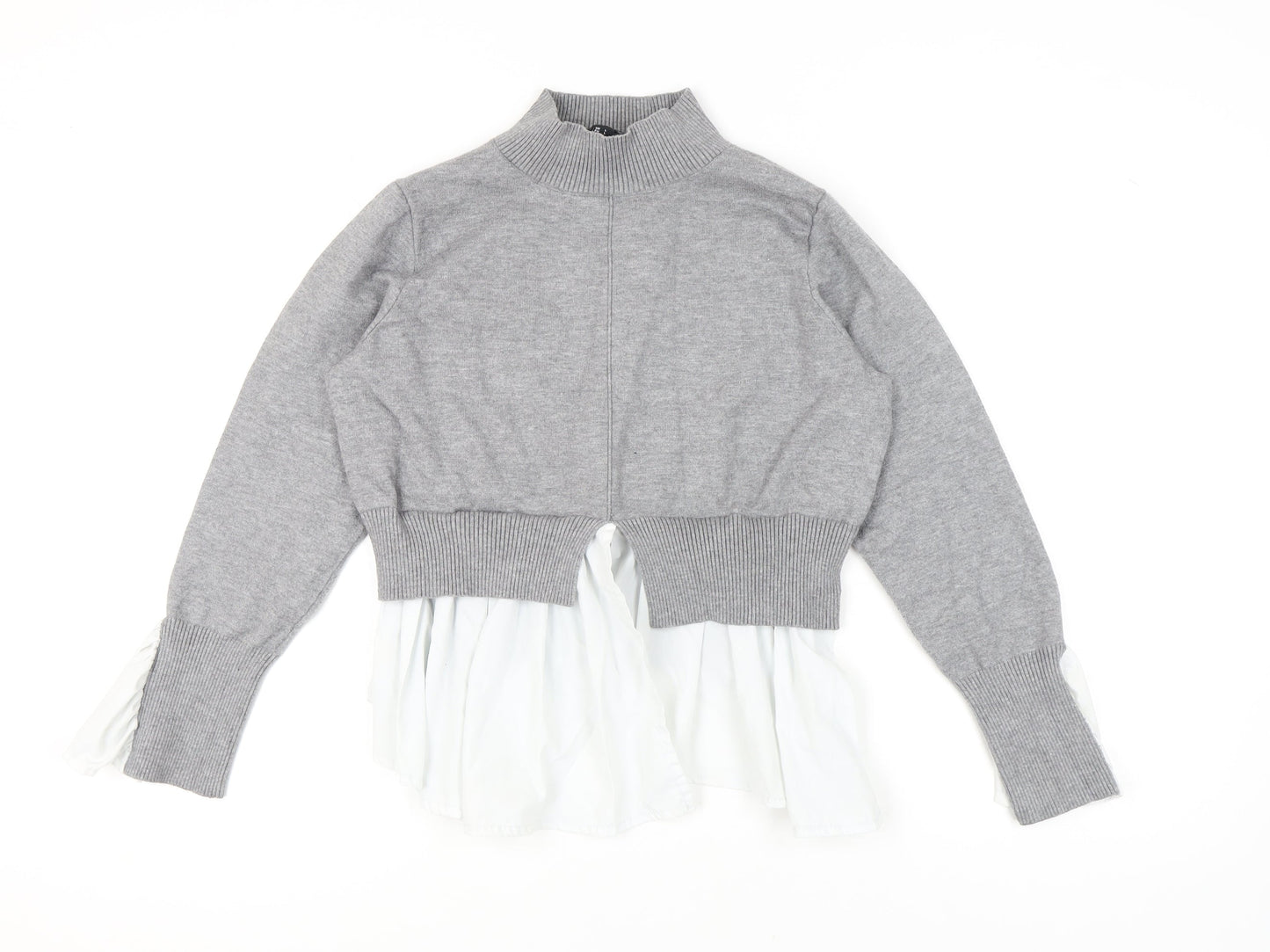 New Look Women's Grey Mock Neck Pullover Jumper L