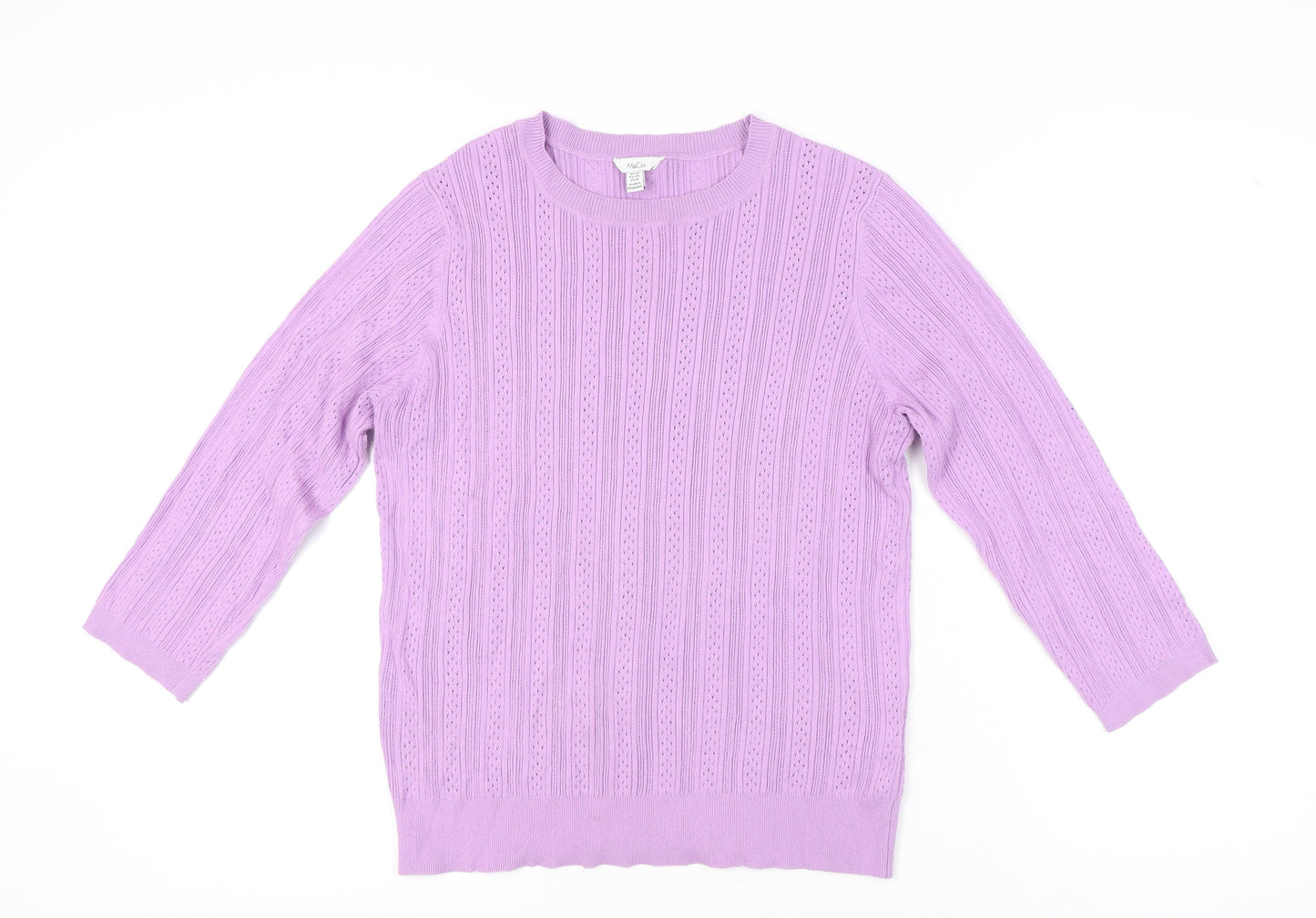 M&Co Women's Purple Cable-Knit Jumper, Size 14