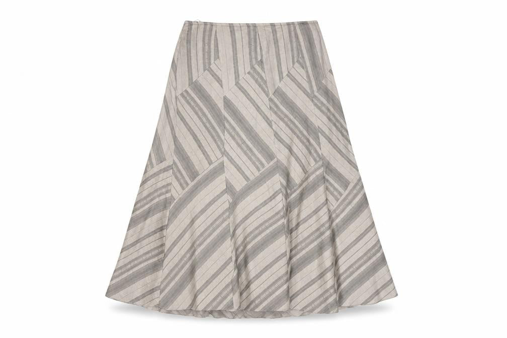 Marks and Spencer Women's Beige Striped Skirt, Size 14 Short