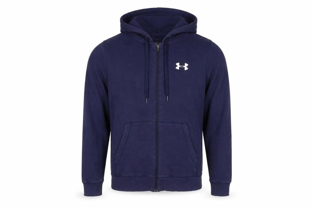 Mens UK S Fitted Under armour Blue Full Zip Hoodie