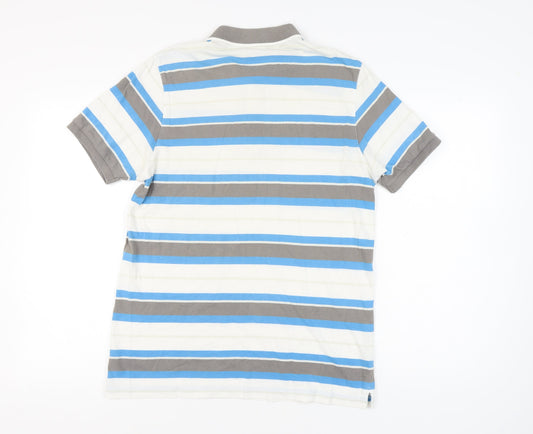 Adidas Men's Multicoloured Striped Polo Shirt M