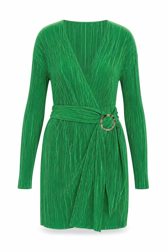 ASOS Womens Design Green Wrap Dress - - Long Sleeve Size 12