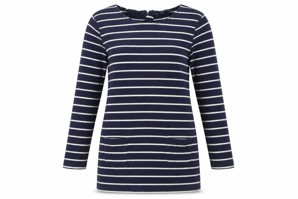 Marks and Spencer Women's Navy Striped Top, Size 14