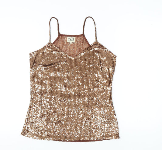 REISS Women's Gold Sequin Camisole Tank Size 10