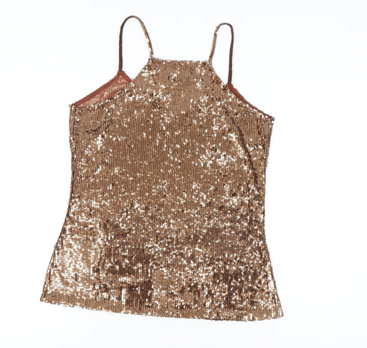 REISS Women's Gold Sequin Camisole Tank Size 10