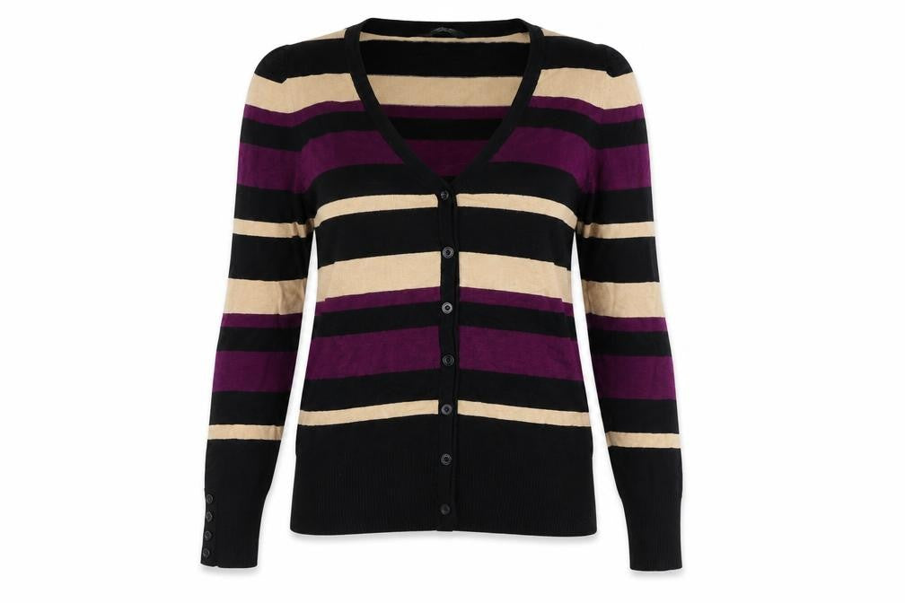 BHS Women’s Black Striped Cardigan Size 14