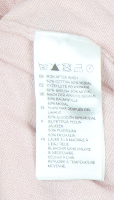 H&M Women's Pink Cardigan Size 12 Scoop Neck