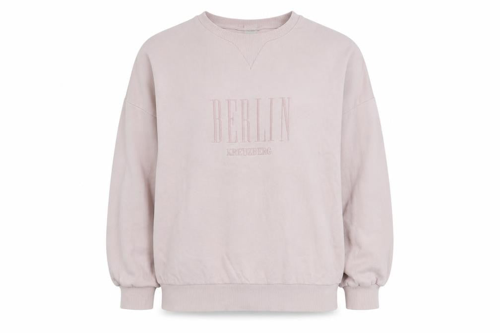 Front view of ASOS Women's Pink Crew Neck Sweatshirt, size 12