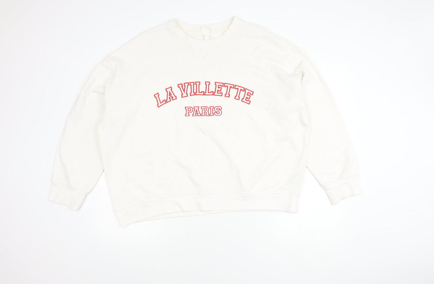Women's White Pullover Sweatshirt, Large, City Theme