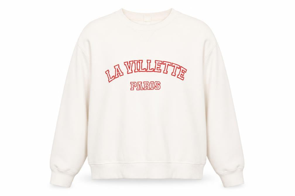 Women's White Pullover Sweatshirt, Large, City Theme