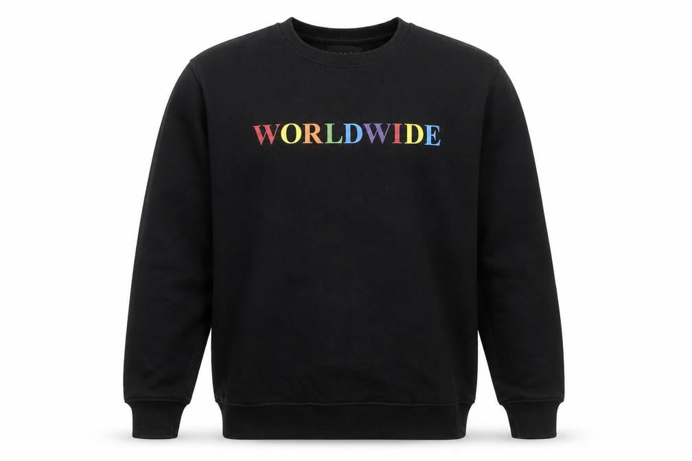 Front view of boohooMAN Men's Black Pullover Sweatshirt M Crew Neck
