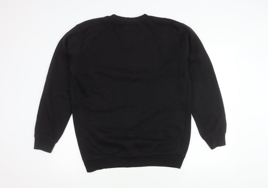 boohooMAN Men's Black Pullover Sweatshirt M Crew Neck