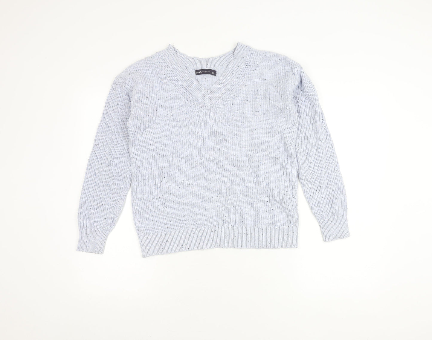Marks and Spencer Women's Blue V-Neck Pullover S