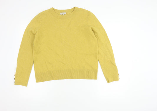 Hobbs Women's Yellow Wool Cashmere L Pullover Jumper