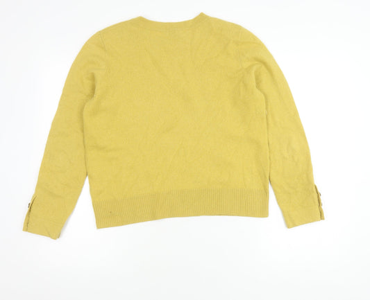 Hobbs Women's Yellow Wool Cashmere L Pullover Jumper