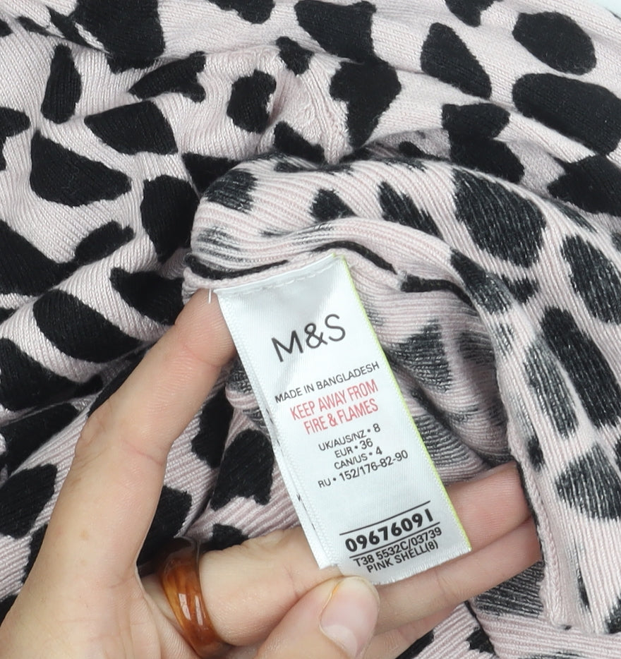 Marks and Spencer Women's Pink Animal Print Jumper Size 8