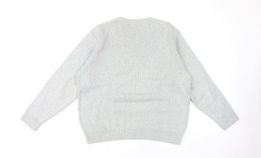 BH Men's Grey Cable-Knit Pullover Jumper M