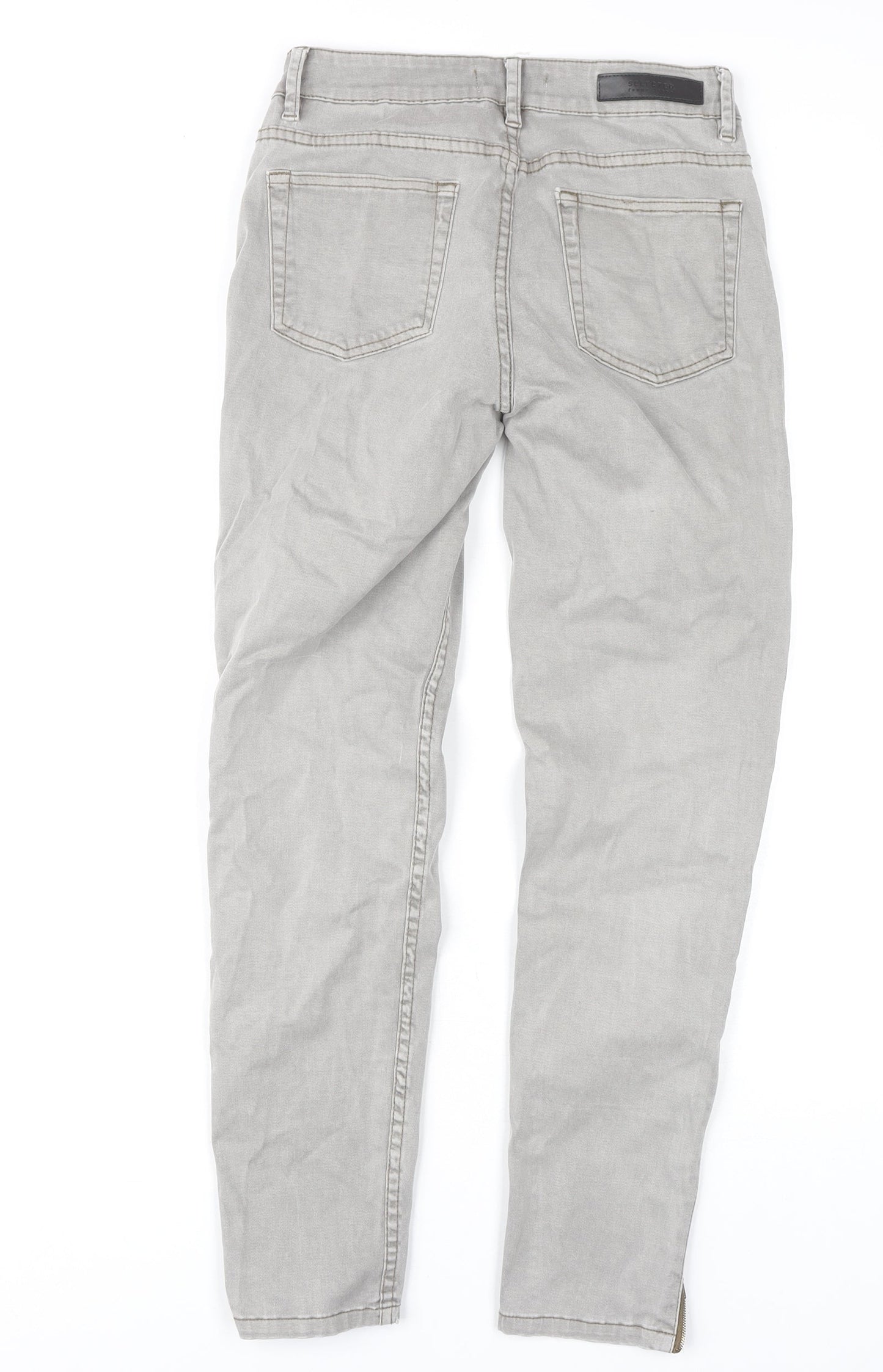Selected Womens Grey Skinny Jeans M Ankle Zip