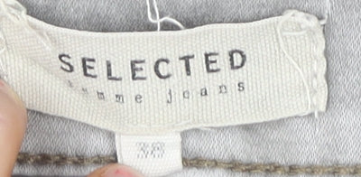 Selected Womens Grey Skinny Jeans M Ankle Zip