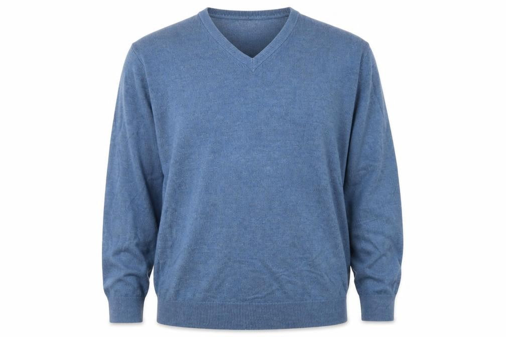 Marks and Spencer Men's Blue V-Neck Jumper - Size L