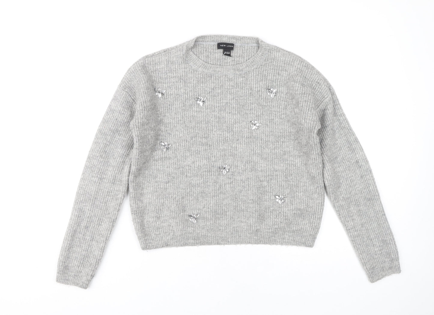 New Look Teens Grey Crew Neck Pullover Jumper, L