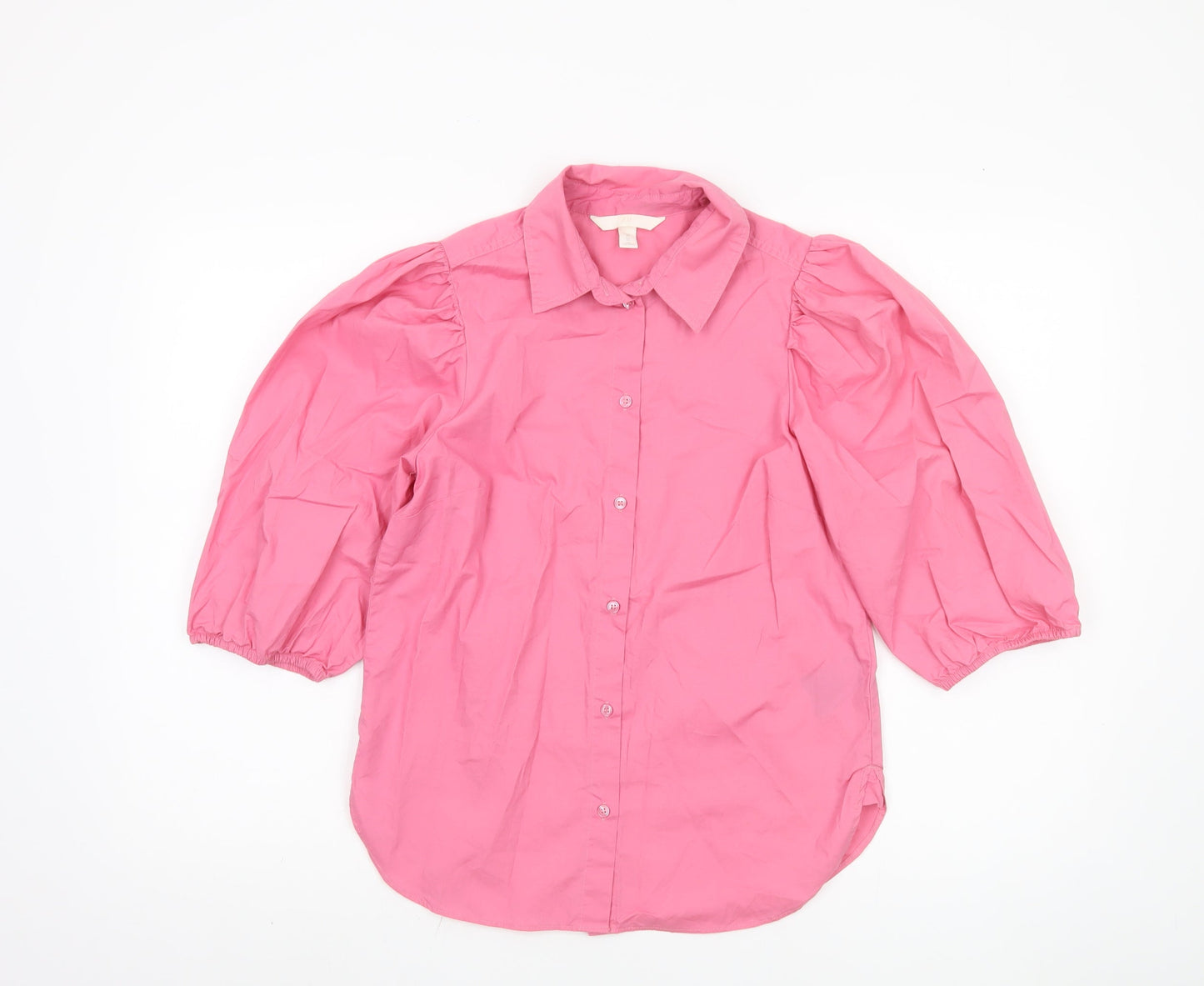 H&M Women's Pink XS Button-Up Shirt, 3/4 Sleeve, Casual
