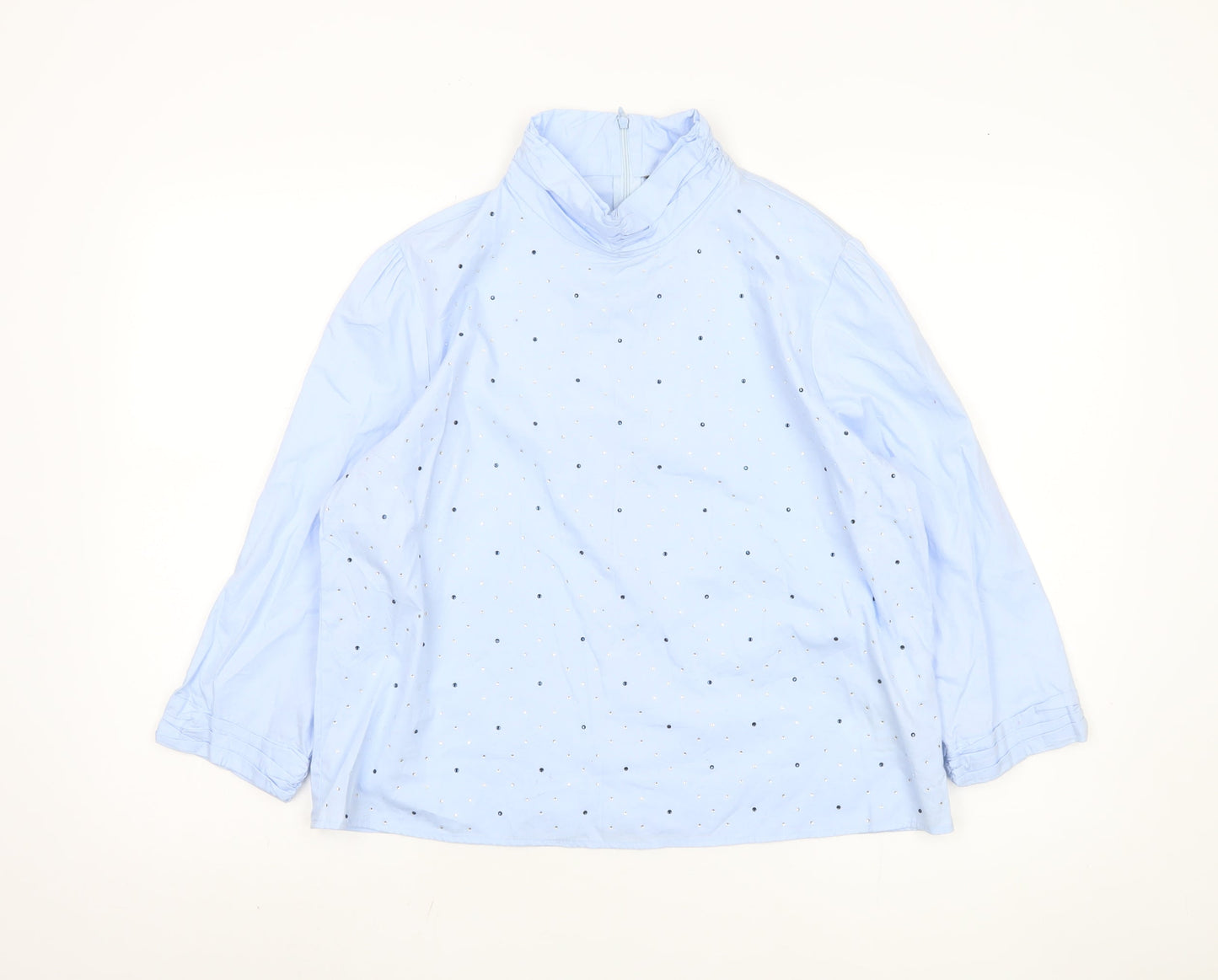 Zara Women's Blue Rhinestone Long Sleeve Top Size 12