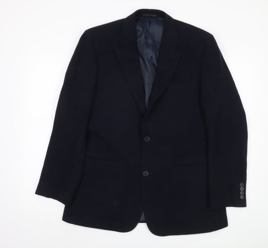 Jaeger Men's Dark Blue Wool Cashmere Blazer 38R