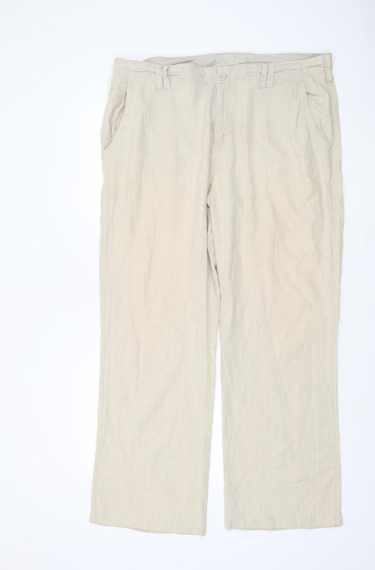 Jeff Banks Men's Beige Linen Cotton Trousers 40S
