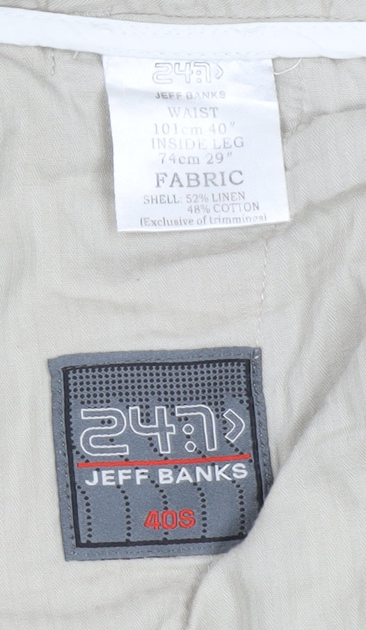 Jeff Banks Men's Beige Linen Cotton Trousers 40S