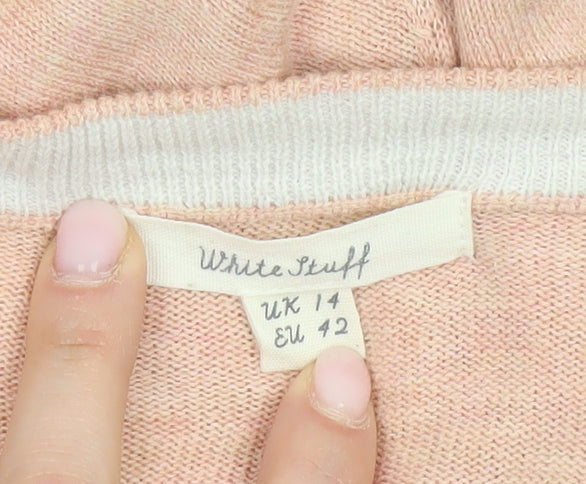 White Stuff Women's Pink Cardigan UK 14 Embroidered