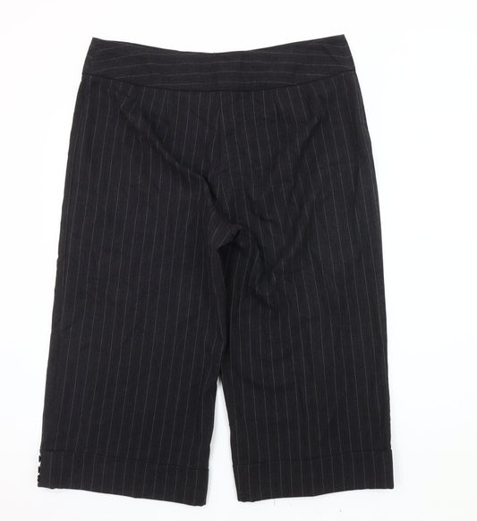 CMD Women's Black Striped Cropped Trousers Size 16