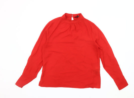 Dorothy Perkins Red High Neck Blouse, UK 12, Women's