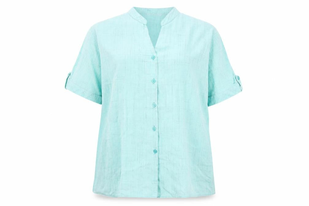Womens UK Size 20 EWM Blue Linen Button-Up