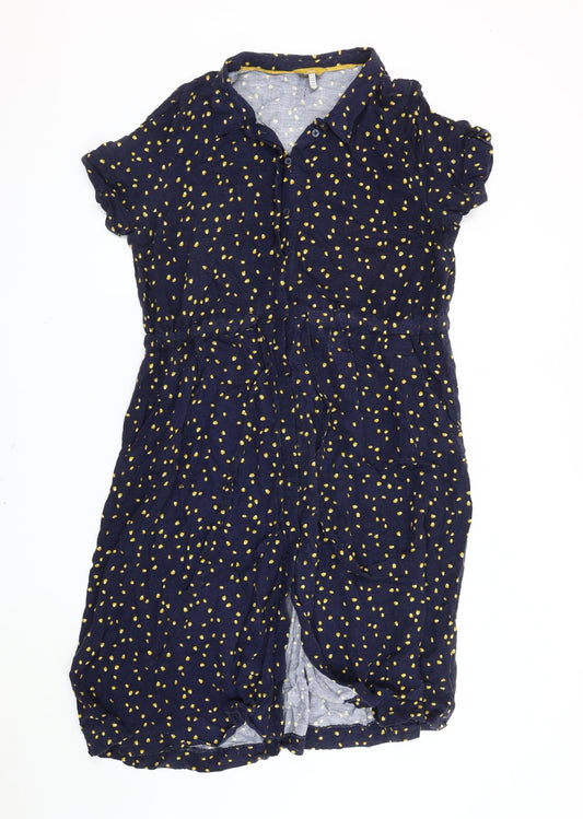 Joules Women's Blue Polka Dot Cotton Dress UK 18