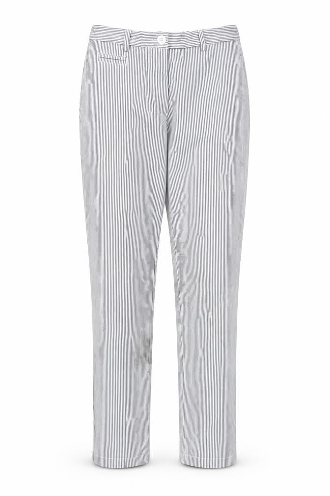 Front view of Marks & Spencer Women's Blue Striped Trousers, size 8